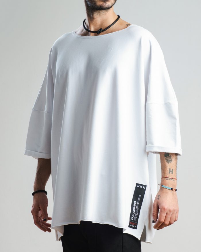 EXE CLOTHING Мъжка овърсайз тениска в бяло