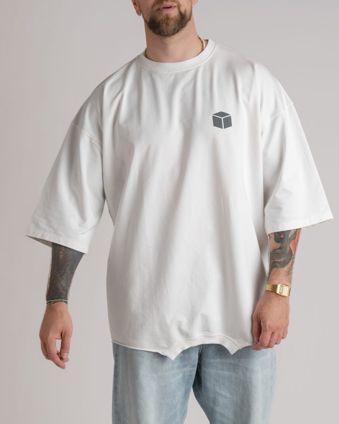 EXE CLOTHING бяла тениска със сив принт